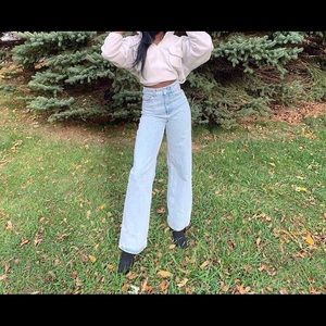 Zara light washed wide leg jeans
